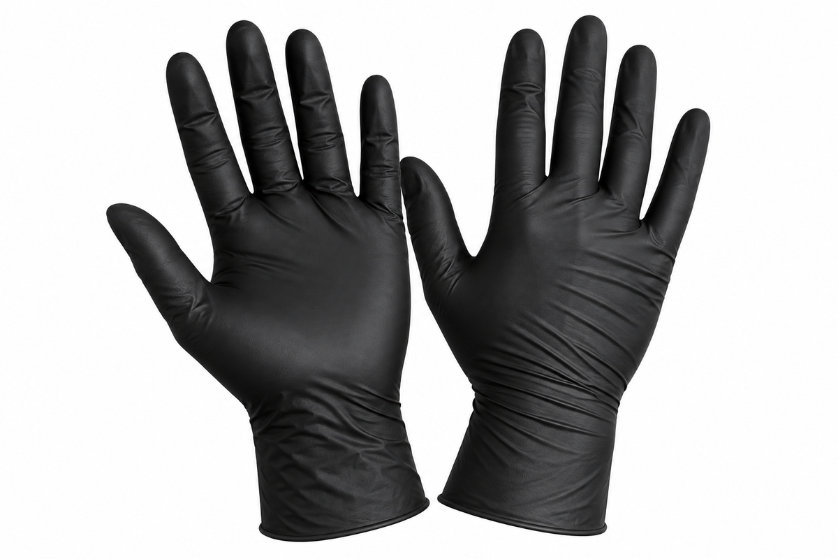 X-LARGE Powder Free Black Nitrile Gloves 5ml