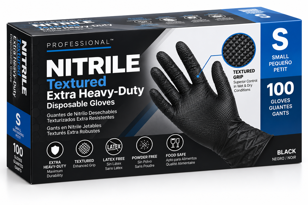 NITRILE Textured Extra Heavy-Duty Disposable Gloves