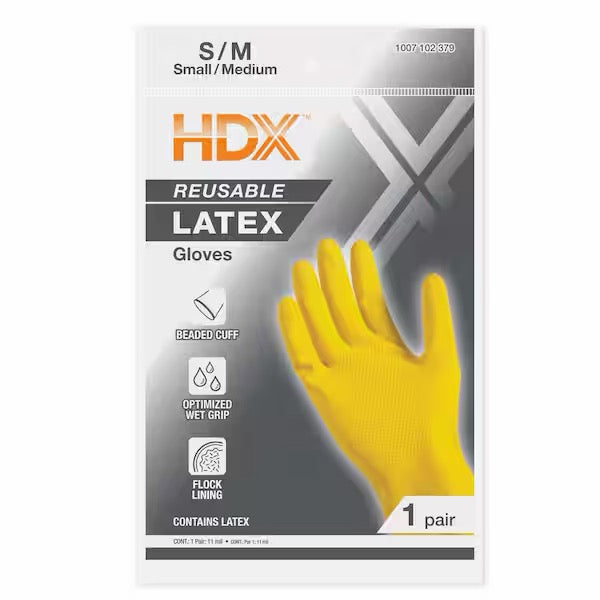 HDX GLOVES LATEX YELLOW