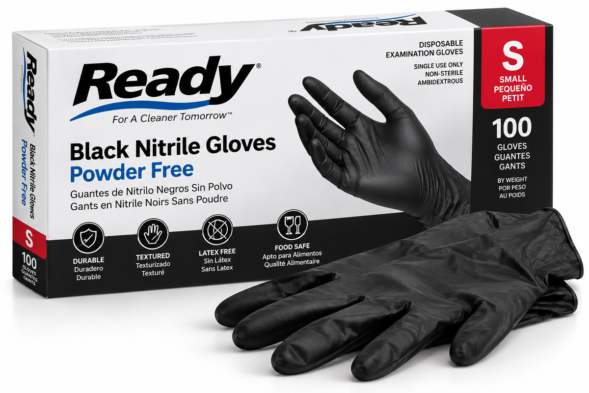 Powder Free Black Nitrile Glives 5ml Small